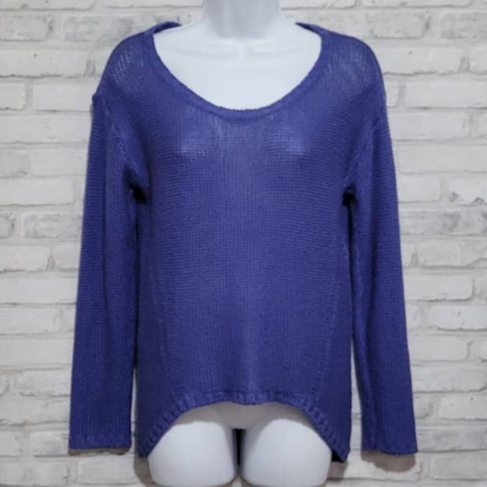 RD Style Purple Purl Knit Pullover Hi Low Sweater Womens Small